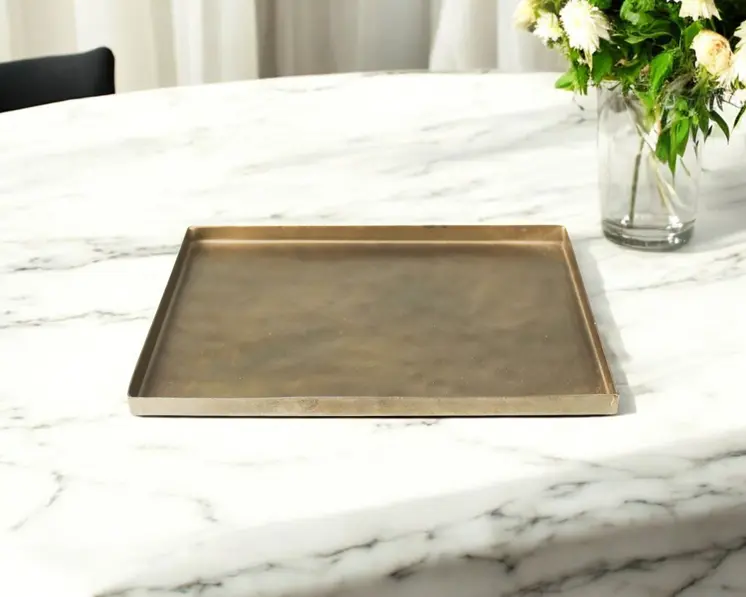 8" Gold Metal Handmade Serving Tray