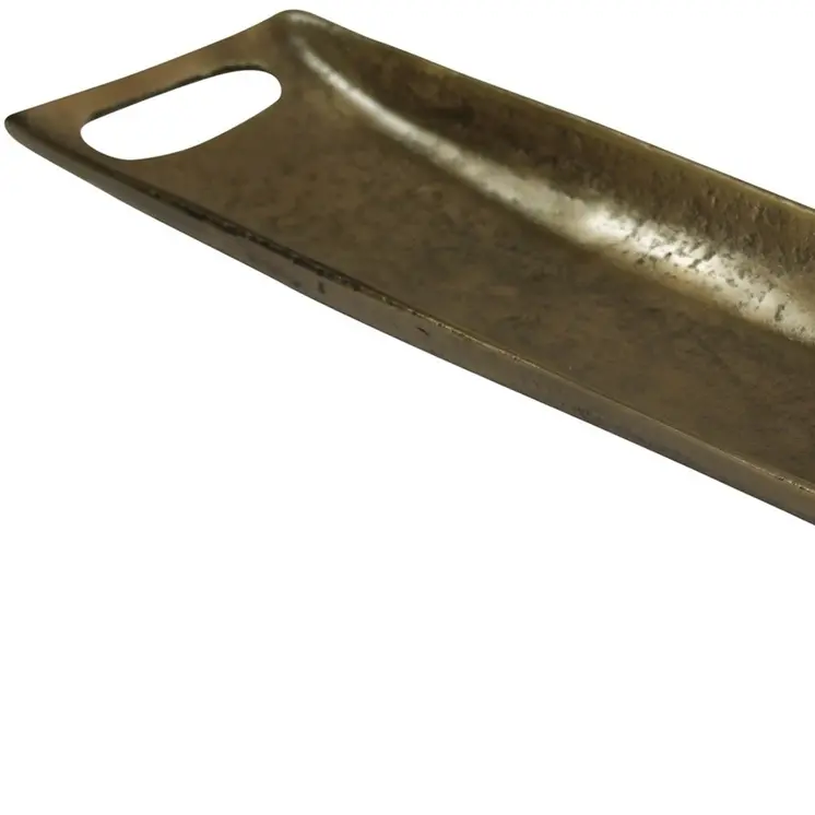17" Gold Metal Handmade Scooped Cracker Tray With Handles