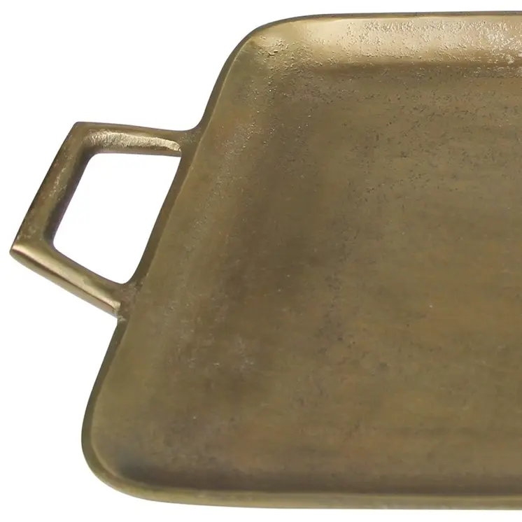 19" Gold Rustic Metal Serving Tray With Handles