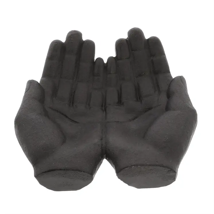 7" Black Modern Open Hands Tabletop Sculpture