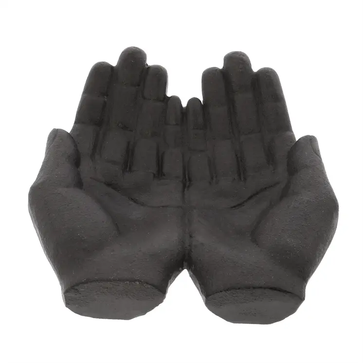 7" Black Modern Open Hands Tabletop Sculpture