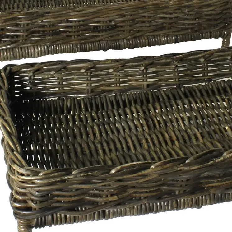 Set of Two Brown And Gray Rattan Hand Finished Serving Tray With Handles