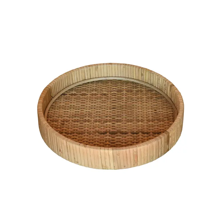 10" Natural Round Bamboo Handmade Serving Tray