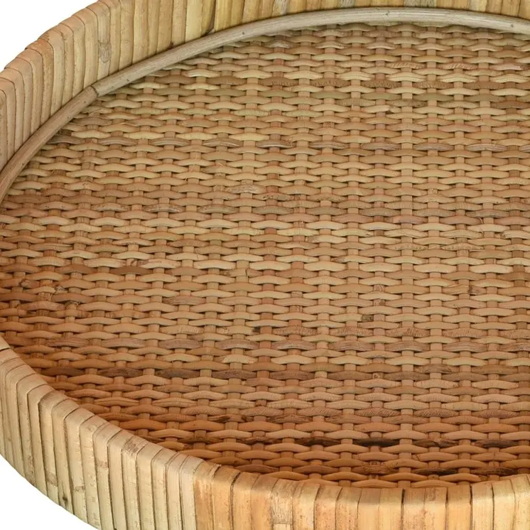12" Natural Round Bamboo Handmade Serving Tray