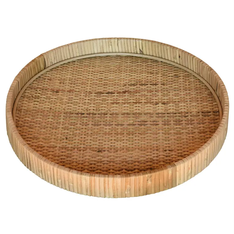 14" Natural Round Bamboo Handmade Serving Tray
