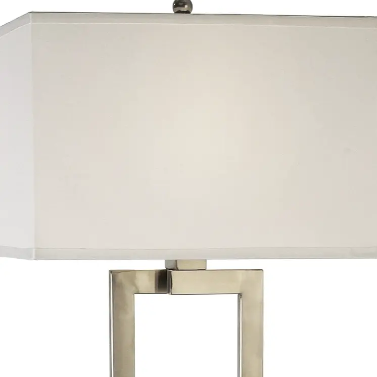 61" Nickel Traditional Shaped Floor Lamp With White Rectangular Shade