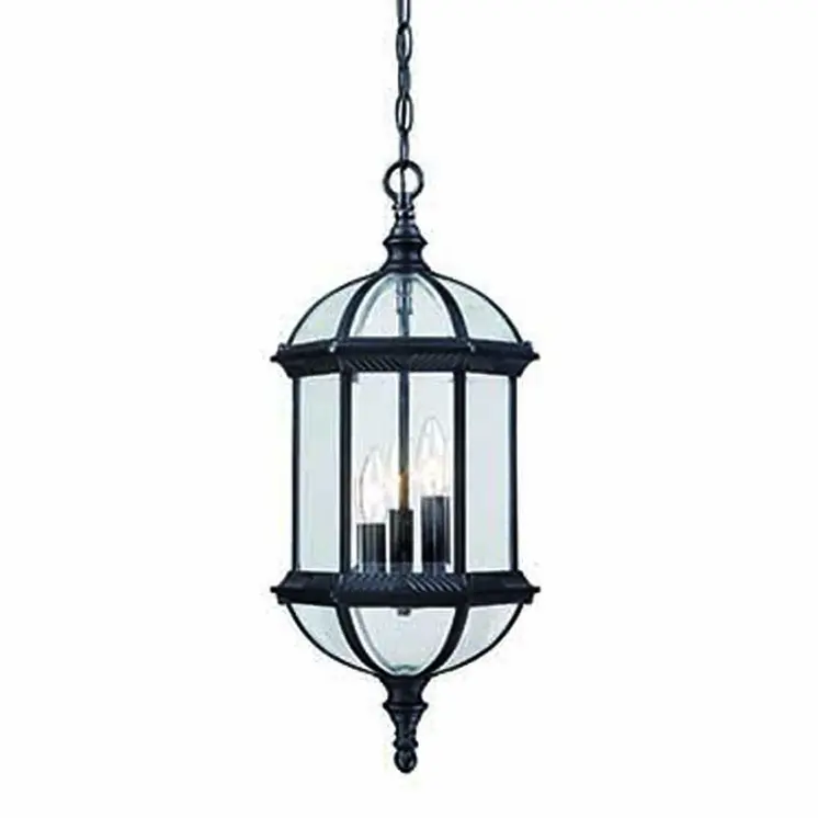 Three Light Matte Black Eastern Lantern Hanging Light