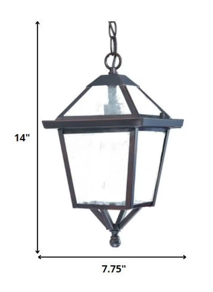 Antique Bronze Glass Hanging Lantern Light