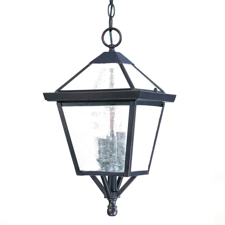 Three Light Bronze Glass Hanging Lantern Light
