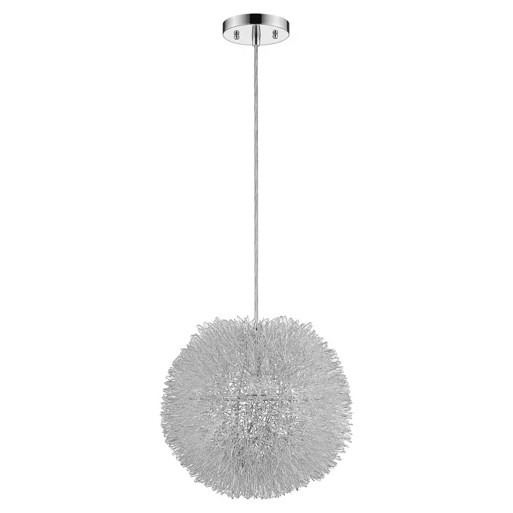 Luminary 1-Light Metallic Silver Pendant With Hand Woven Aluminum Wire Shade (15")