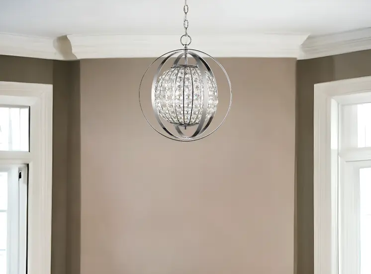 Olivia 1-Light Polished Nickel Crystal Globe Pendant