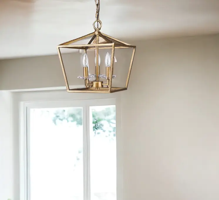 Kennedy 3-Light Antique Gold Pendant With Crystal Bobeches