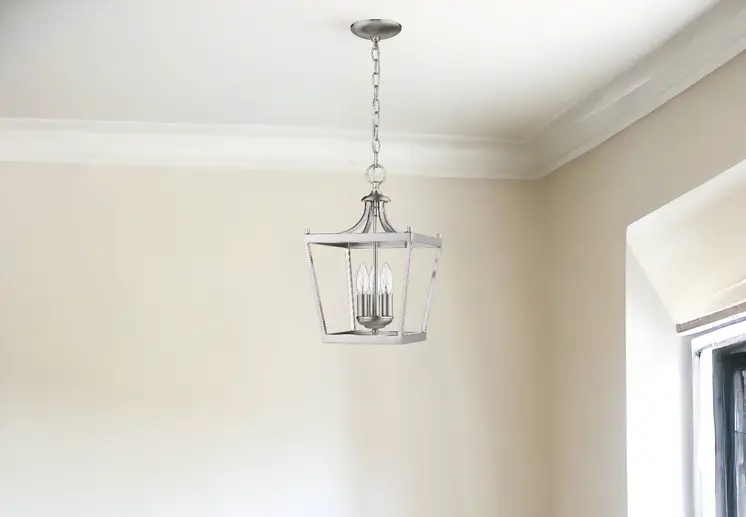 Vintage Silver Metal Tapered Hanging Light