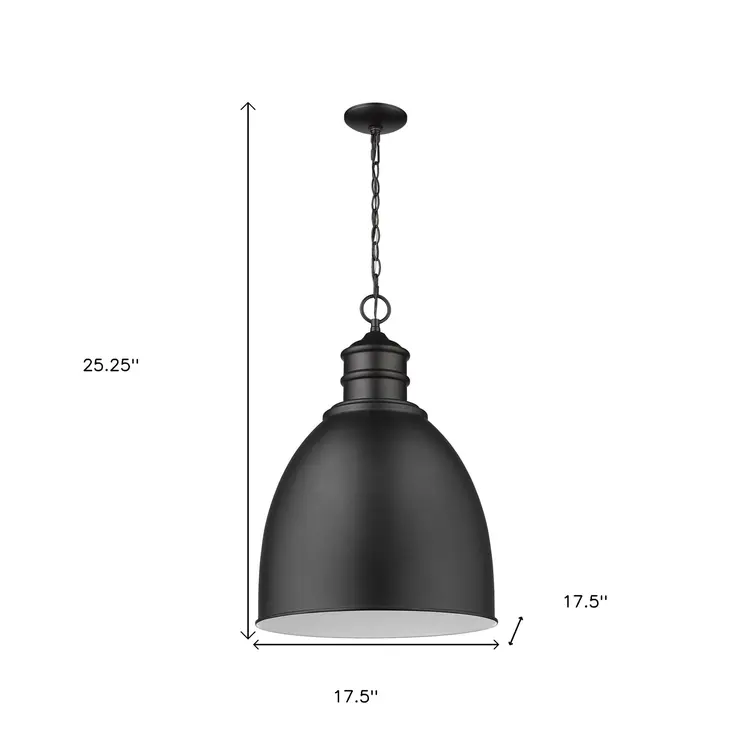 Colby 1-Light Matte Black Pendant With Gloss White Interior Shade