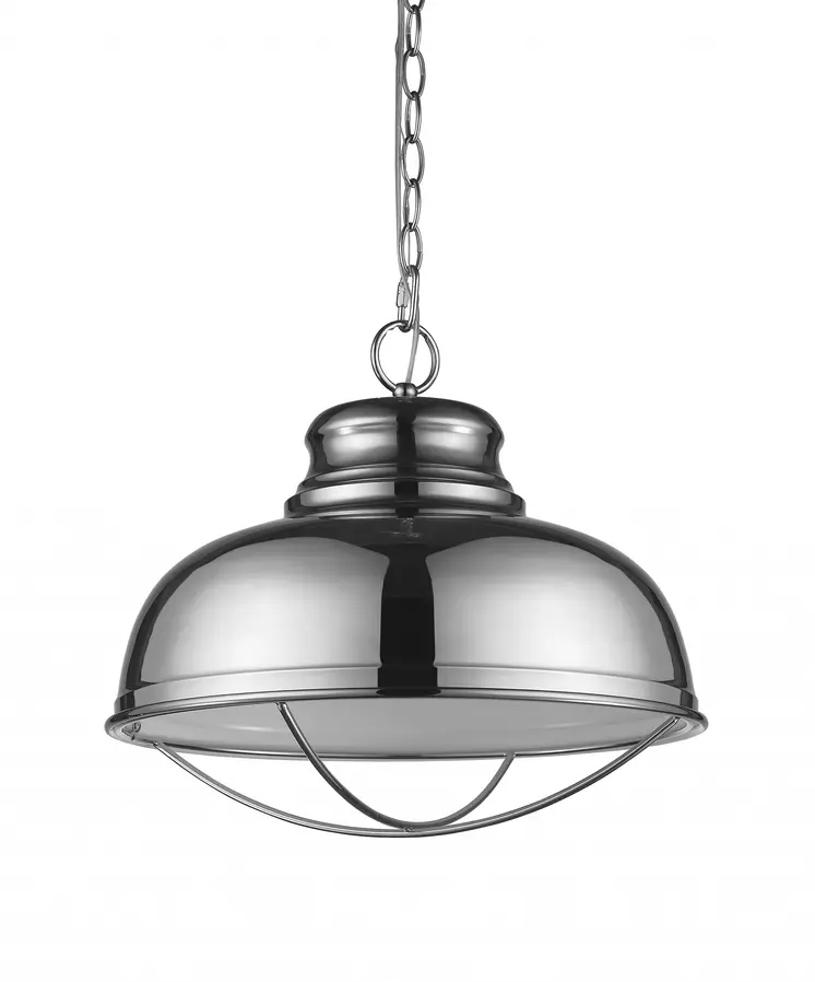 Ansen 1-Light Polished Nickel Pendant With Gloss White Interior Shade