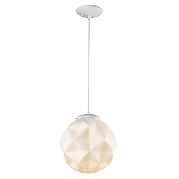 Nova 1-Light White Mini Pendant With Geometric Globe Shade