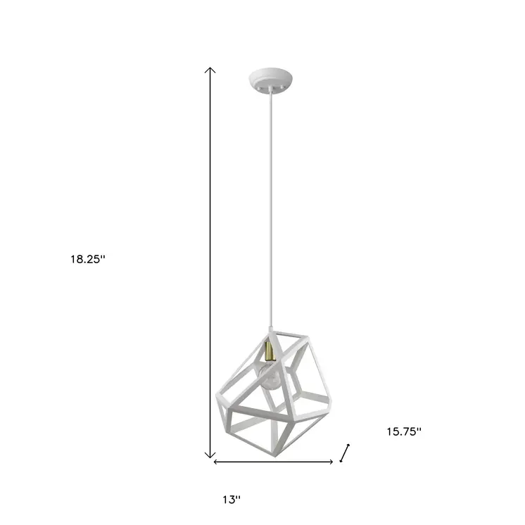 Hedron 1-Light White Pendant