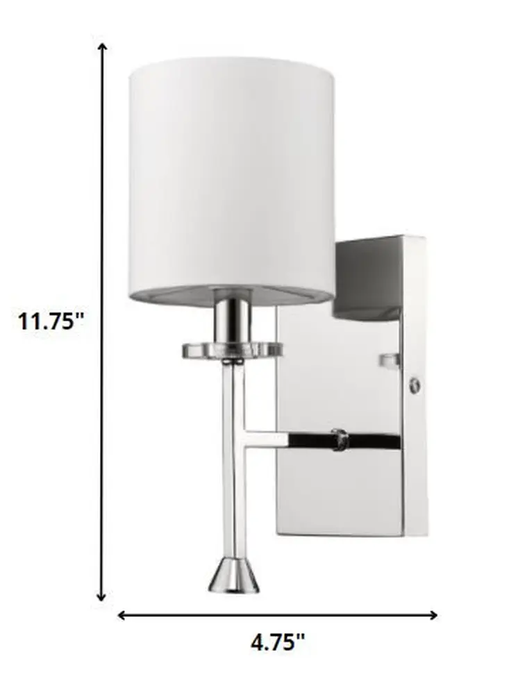 Minimalist Silver Wall Sconce with Fabric Shade