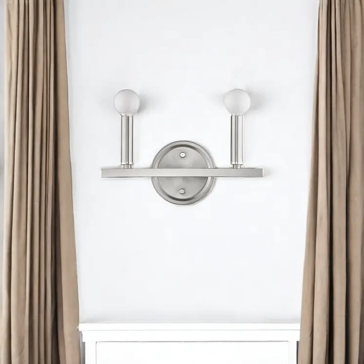 Two Light Silver Wall Sconce