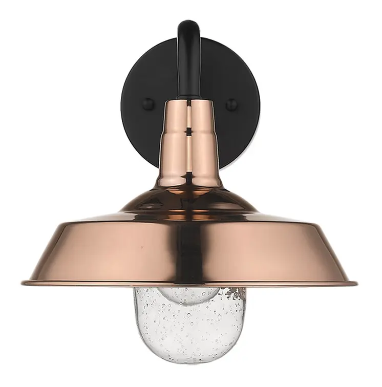 Shiny Copper Shallow Plate Shape Wall Light
