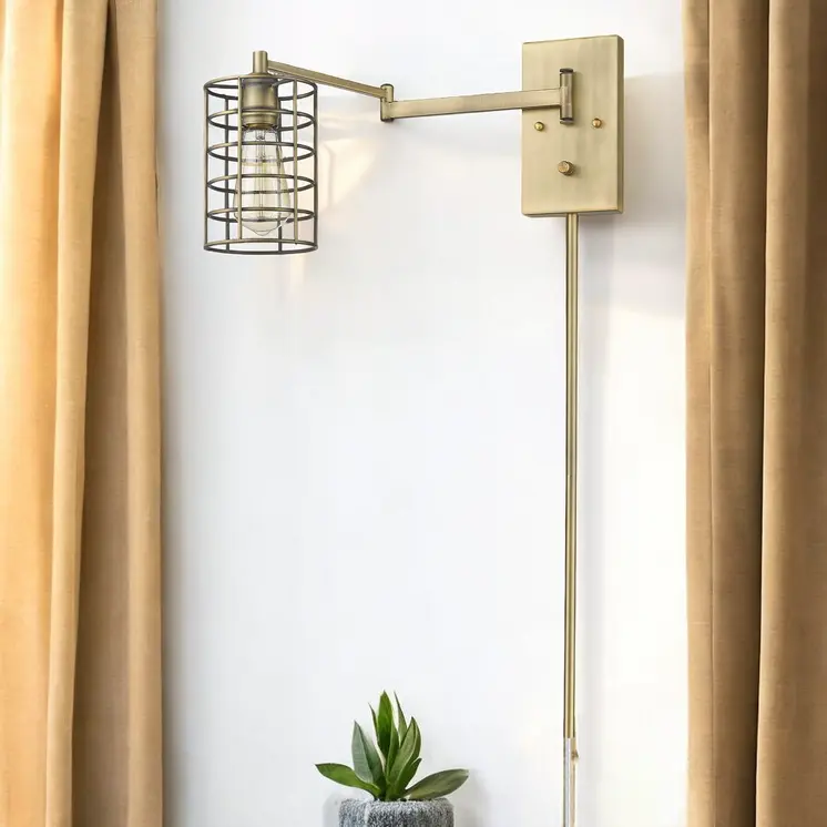 Industrial Gold Metal Wall Sconce