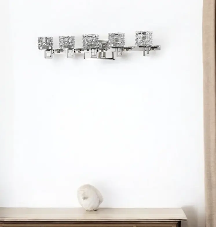 Coralie 5-Light Polished Nickel Sconce With Pressed Crystal Shades
