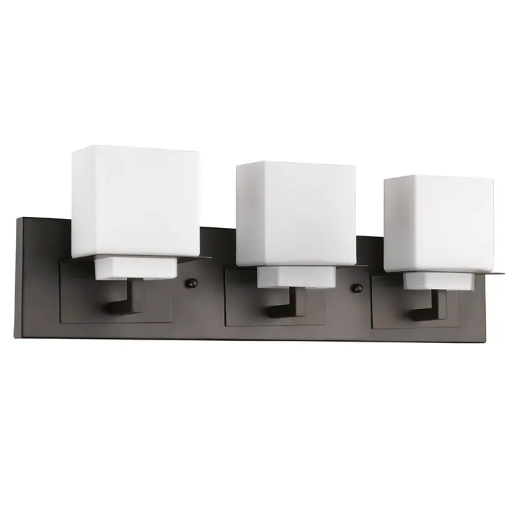 Rampart 3-Light Oil-Rubbed Bronze Vanity Light With Etched Glass Shades