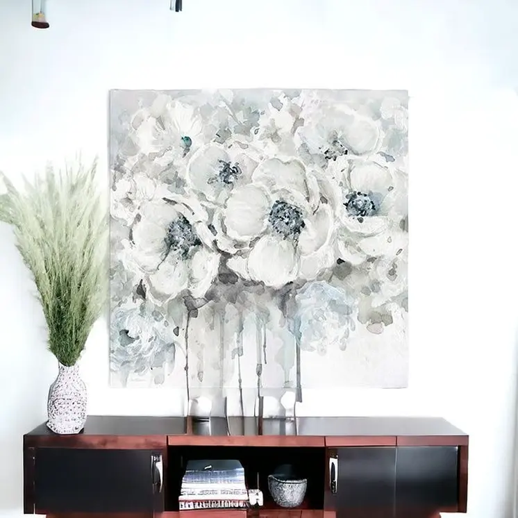 Winter Blues Flower Unframed Print Wall Art