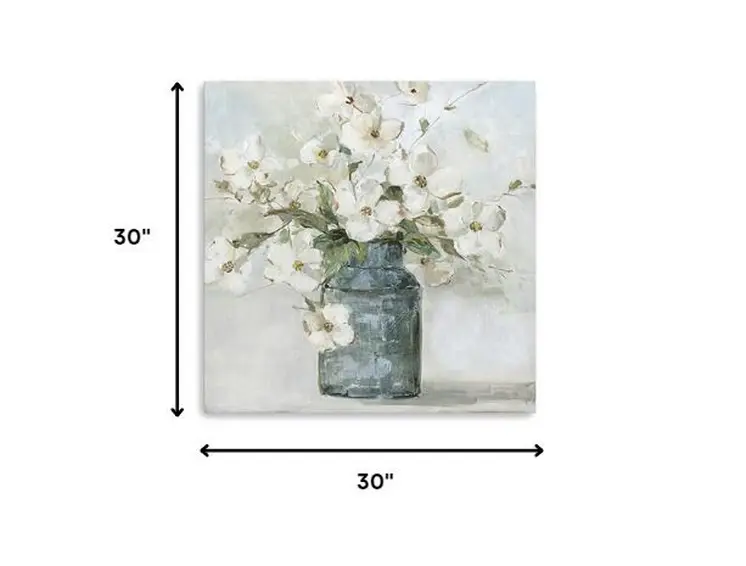 30" x 30" Watercolor Soft Pastel Dogwood Bouquet Canvas Wall Art