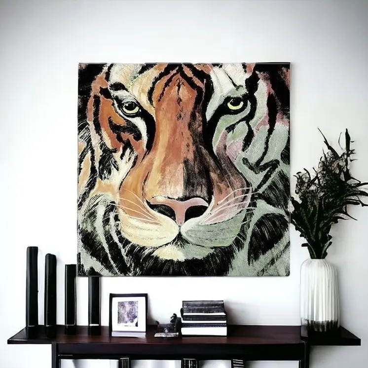 Staring Tiger Portrait Unframed Print Wall Art