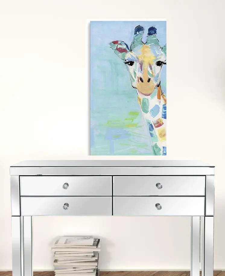 32" x 24" Pastel Patchwork Giraffe Canvas Wall Art