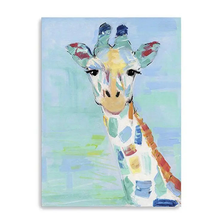 40" x 30" Pastel Patchwork Giraffe Canvas Wall Art