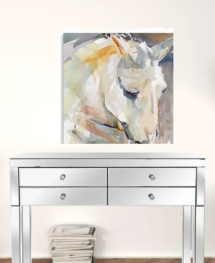 30" x 30" Abstract Watercolor Horse Canvas Wall Art