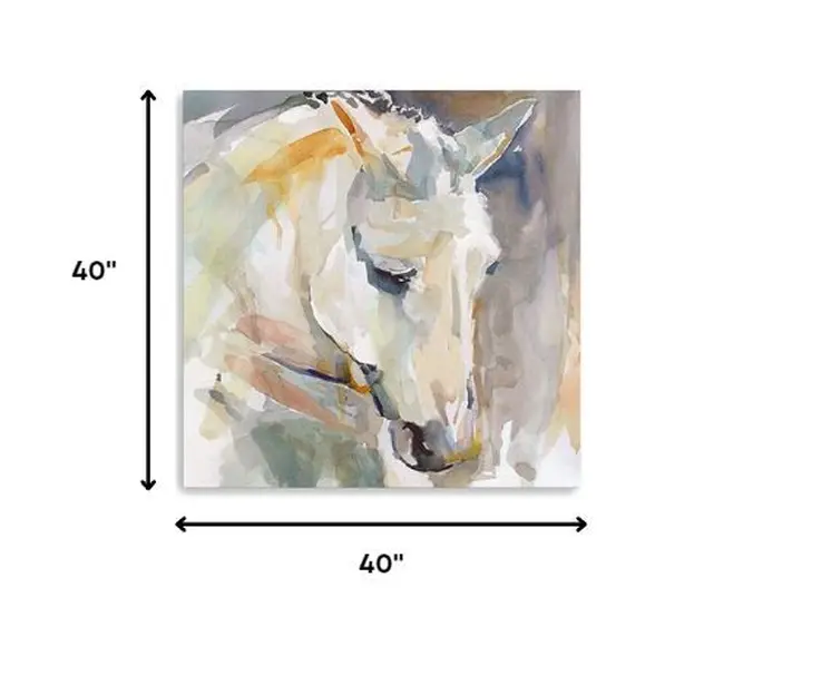 40" x 40" Abstract Watercolor Horse Canvas Wall Art