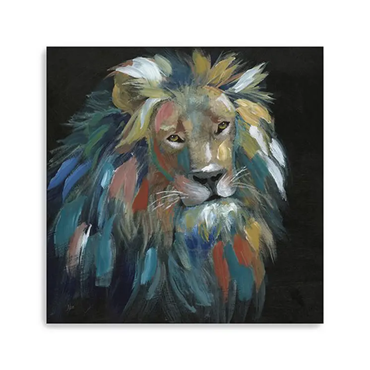 Painted Lion Portrait Unframed Print Wall Art