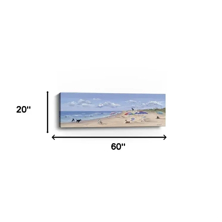 Large Dogs Playing at the Beach Canvas Wall Art
