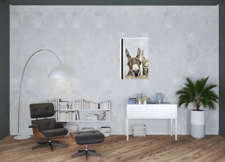 Cute Donkeys Canvas Unframed Print Wall Art