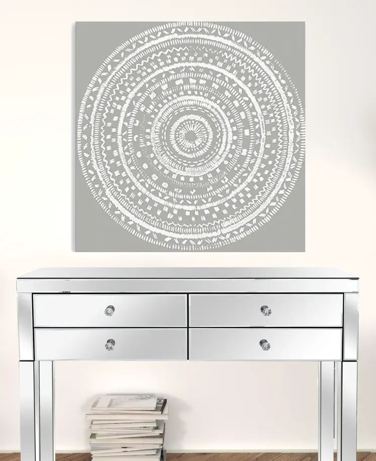 Boho White Mandala Unframed Print Wall Art