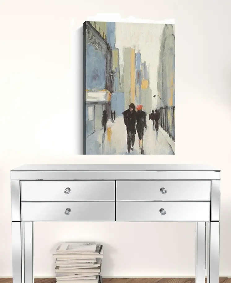 30" x 24" Watercolor Walk in the City Canvas Wall Art