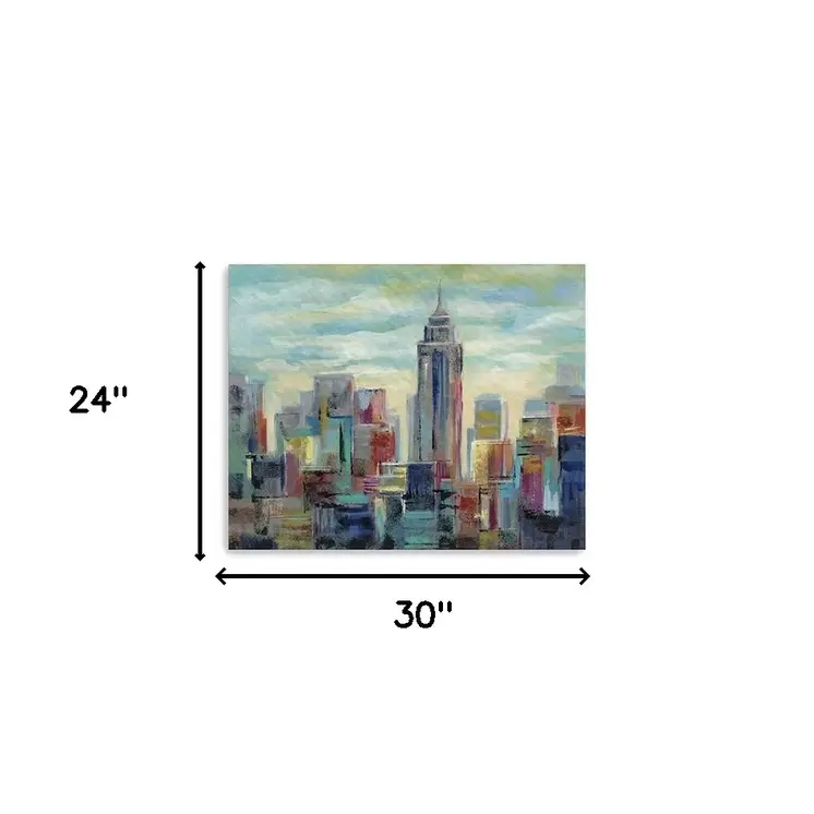 30" x 24" Vibrant NYC Skyline Canvas Wall Art
