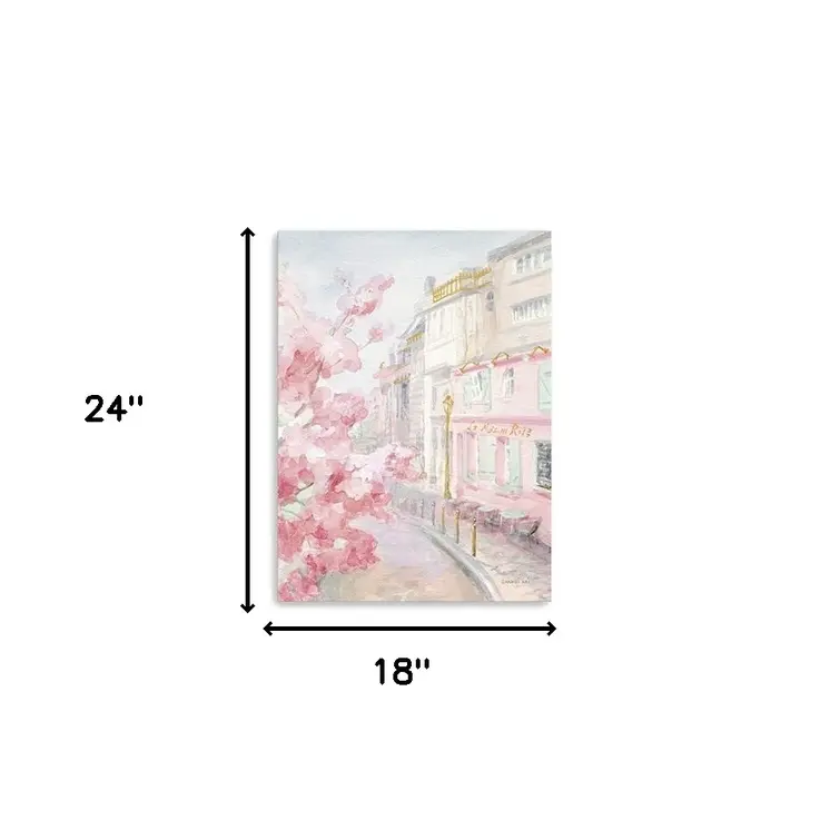 Pretty Pastel Pink Paris Street Unframed Print Wall Art
