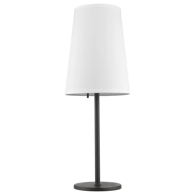 27" Black Metal Table Lamp With White Cone Shade