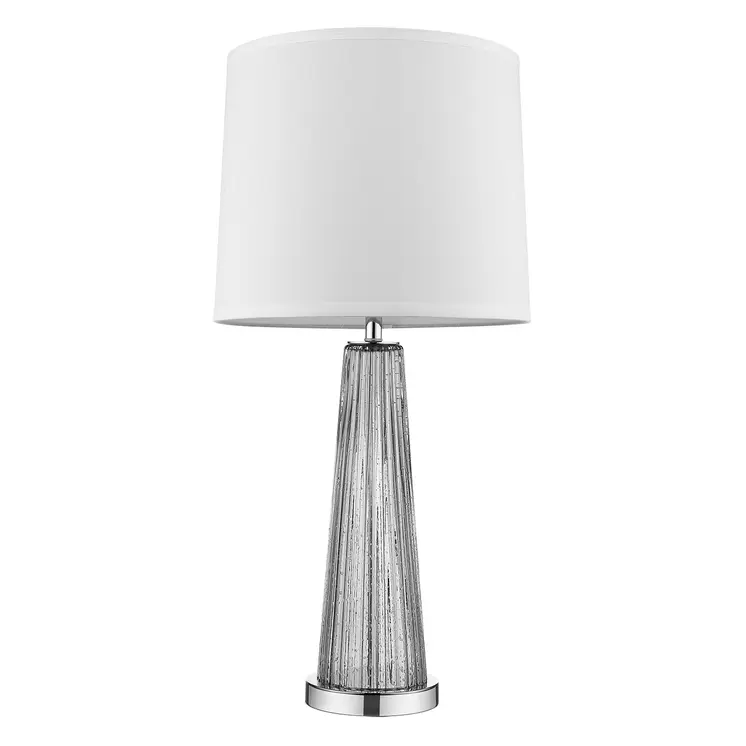 29" Silver Glass Buffet Lamp With Off White Empire Shade