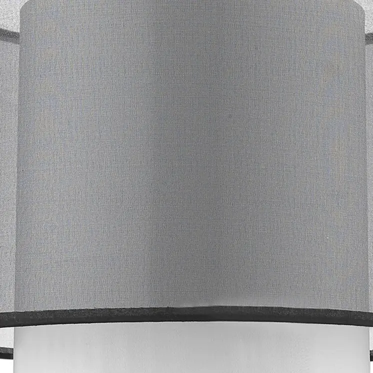 32" Black and Silver Metal Column Lamp With Black and White Drum Shade
