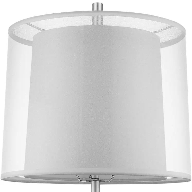 31" Silver Metal Table Lamp With White Empire Shade