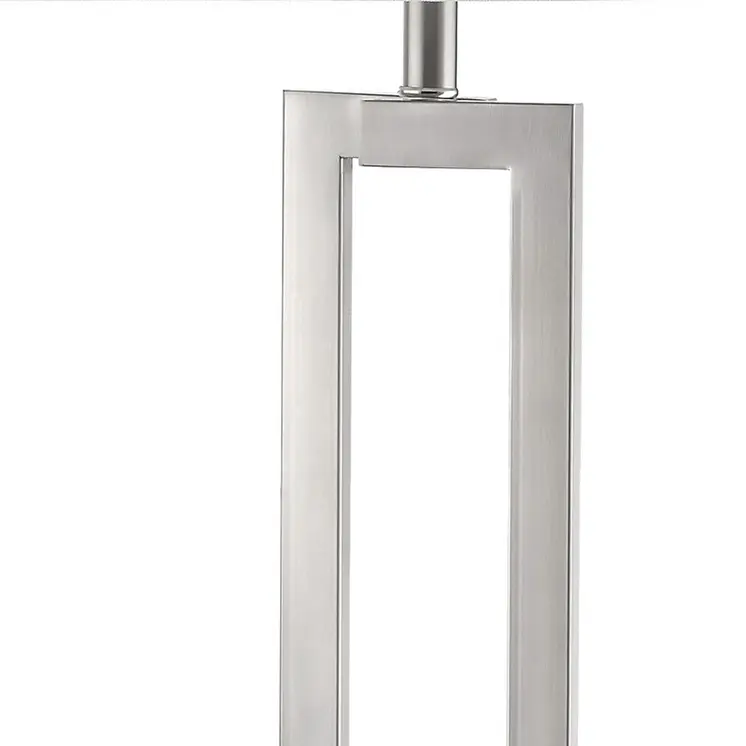 30" Silver Metal Table Lamp With White Rectangular Shade