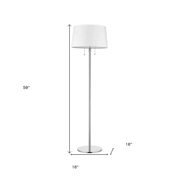 59" Floor Lamp With White Linen Empire Shade