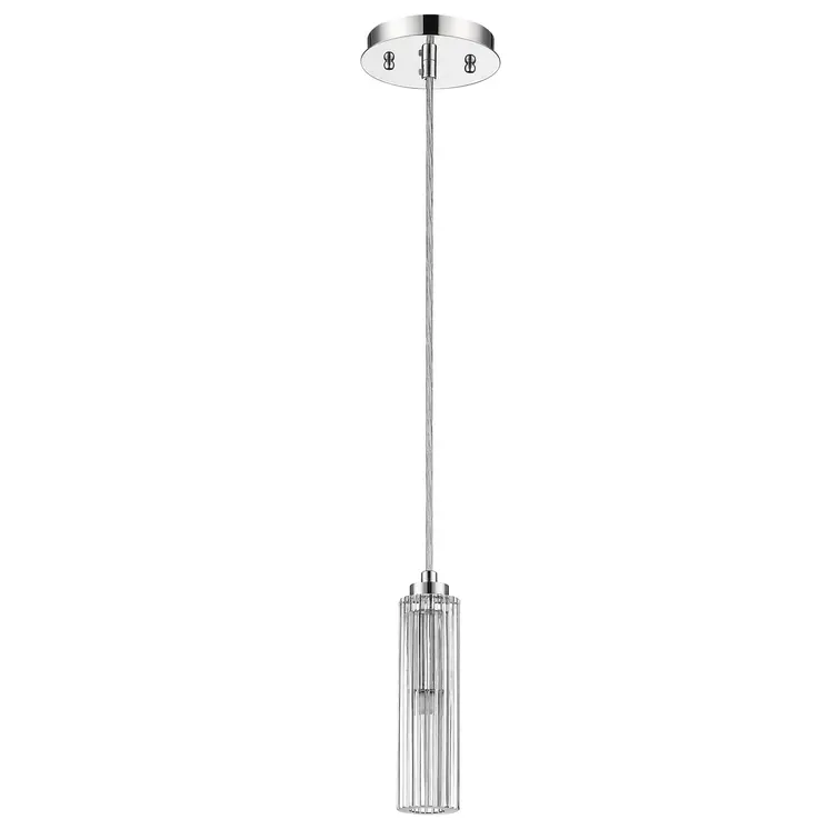 Solo 1-Light Polished Chrome Pendant With Multi-Faceted Round Crystal Shade
