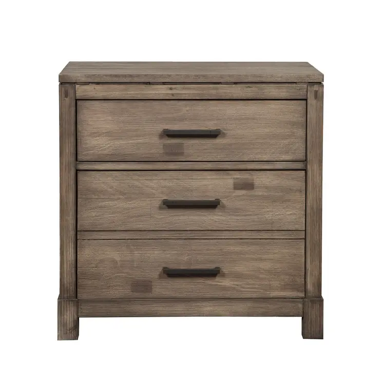 26" Gray Solid and Manufactured Wood Two Drawer Nightstand