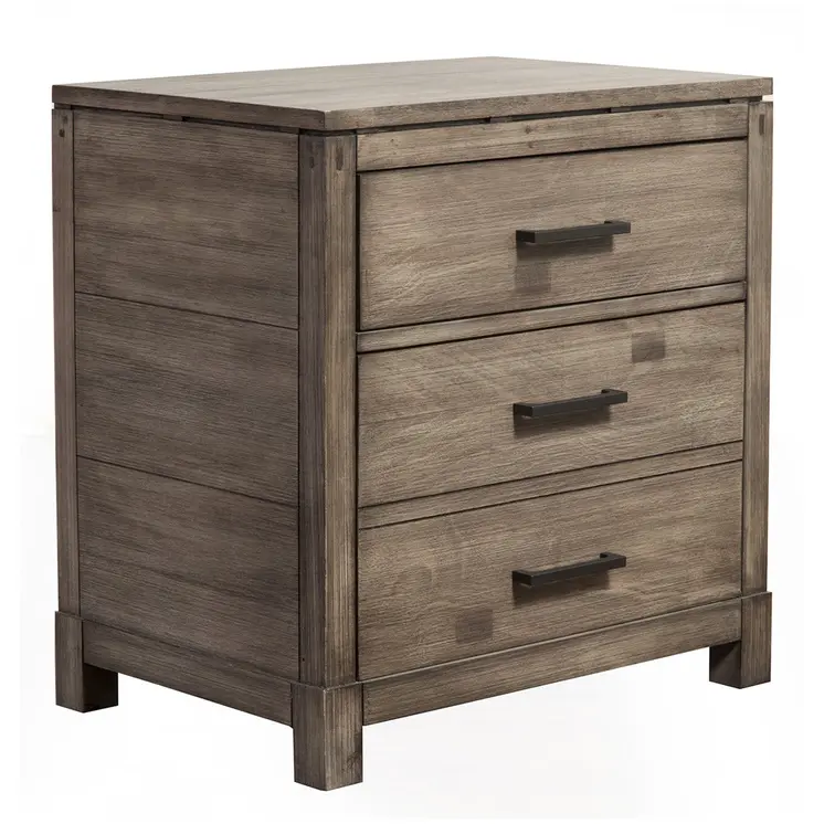 26" Gray Solid and Manufactured Wood Two Drawer Nightstand